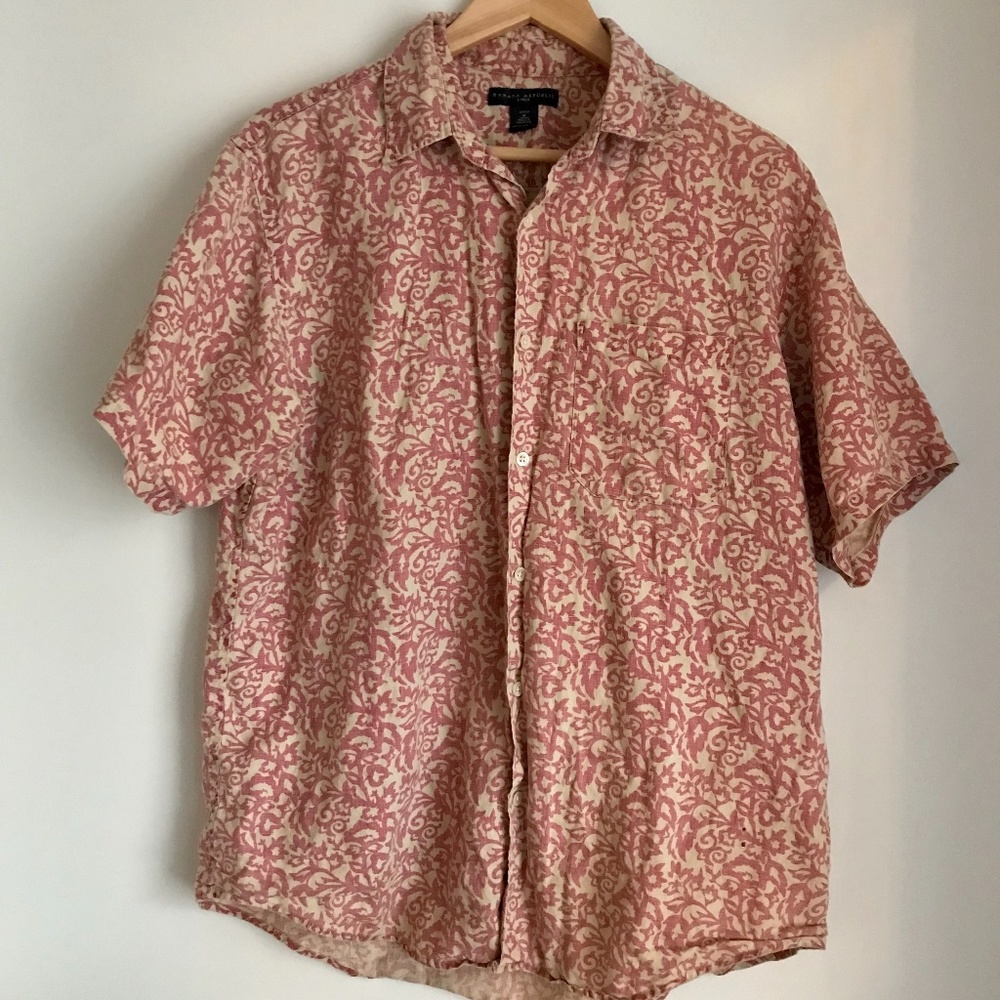 Banana Republic Men's Linen Button Up Short Sleeve